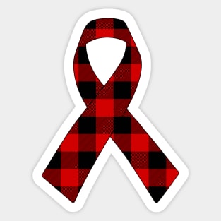 Red Plaid Ribbon Sticker